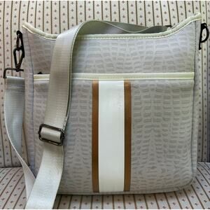 Haute Shore Neoprene Crossbody Purse in Cream Croc Print Adjustable Strap
